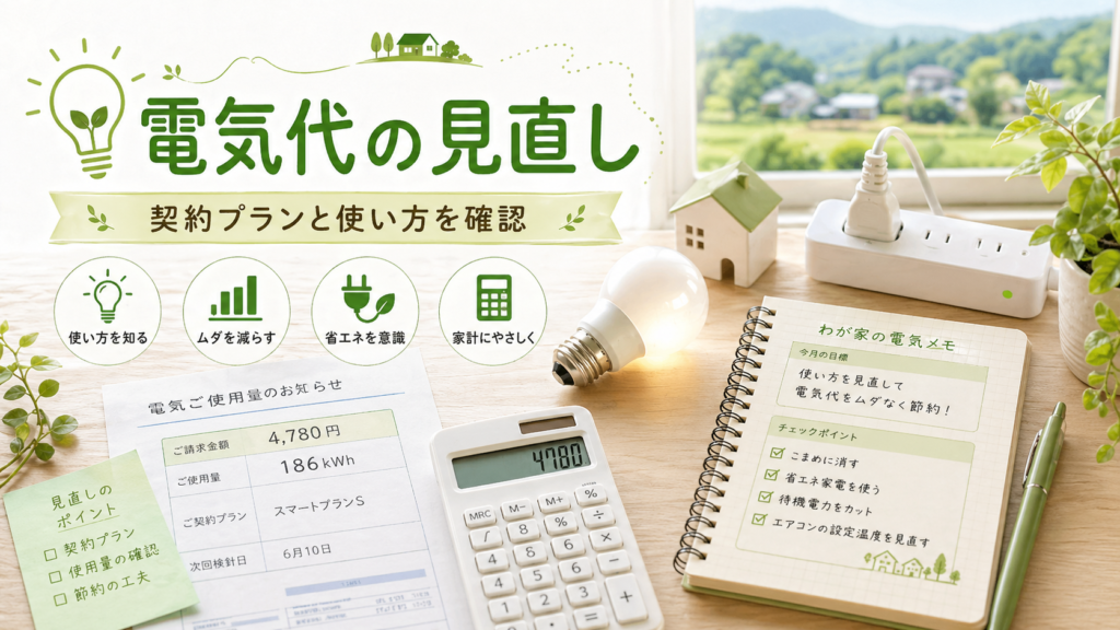 電気代の明細と使用量を確認するイメージ