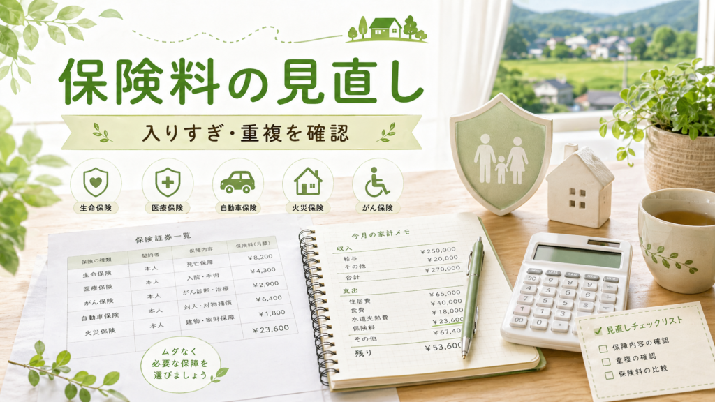 家族の保険料や保障内容を見直すイメージ