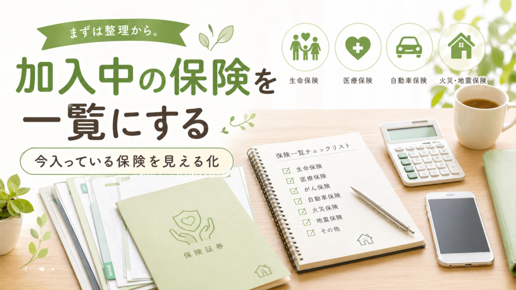 加入している保険を一覧にして見える化するイメージ