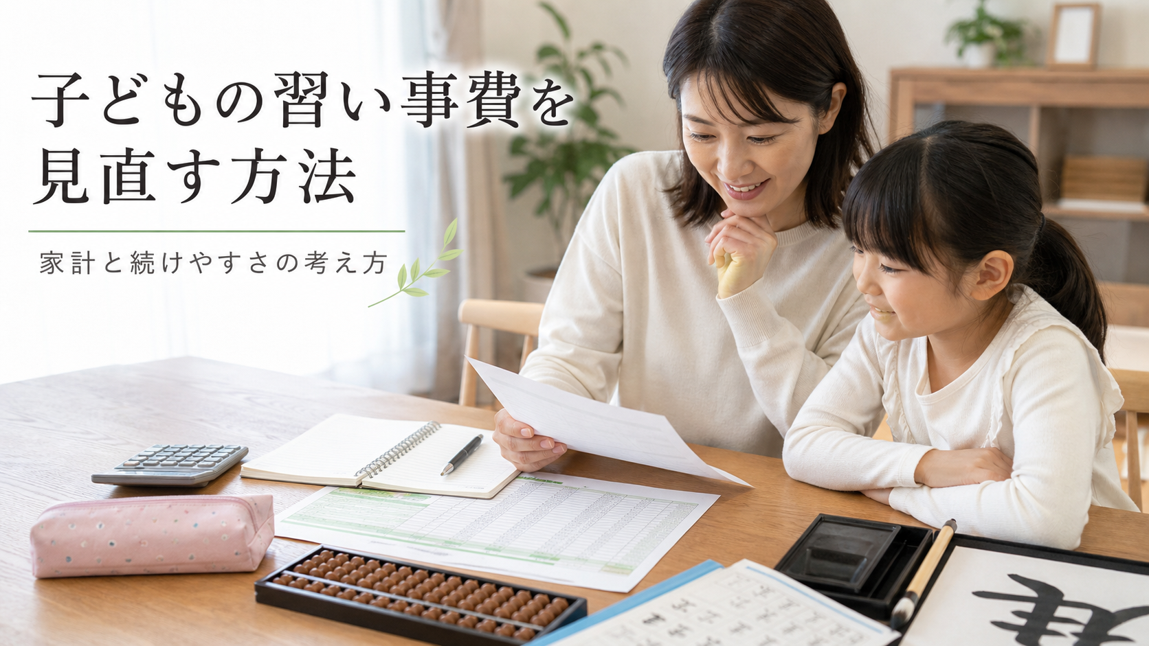 子どもの習い事費を見直す方法を考える母親と娘のイメージ