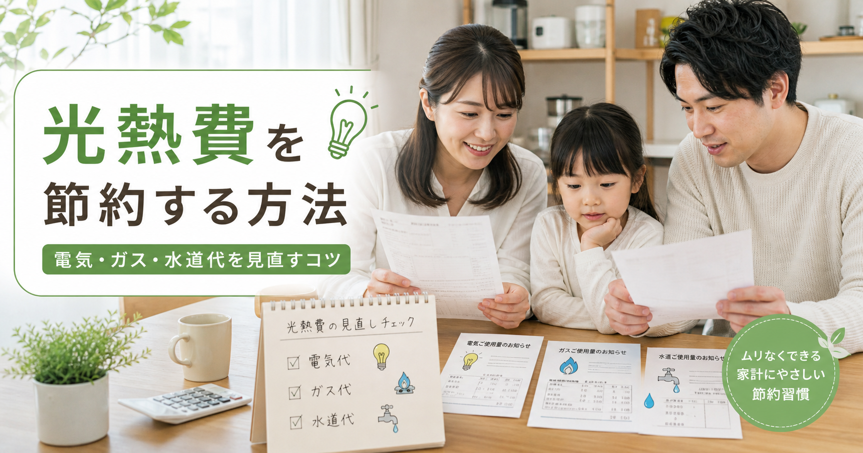 光熱費を節約する方法｜電気・ガス・水道代を見直すコツのイメージ