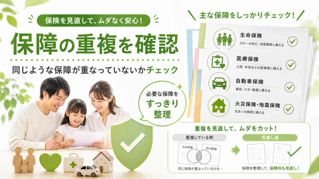 保険の保障内容の重複を確認して整理するイメージ